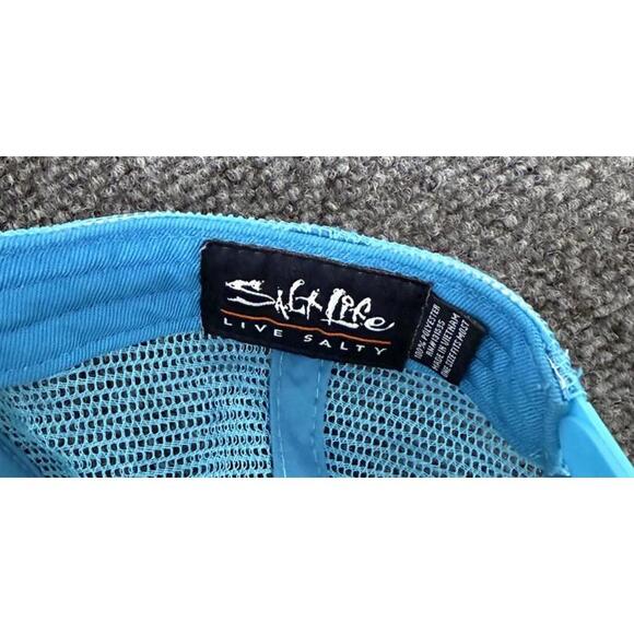Salt Life Trucker Hat Live Salty Palm Tree Beach Ocean Blue Mesh Snapback Cap OS - Picture 5 of 7
